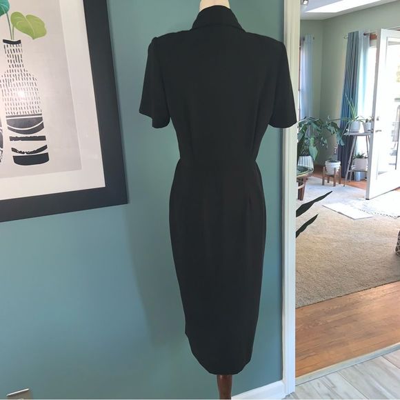 LIZ CLAIBORNE VINTAGE BLACK DRESS | 44” LENGTH | STUNNING  CONDITION | PETITE 6 - Picture 6 of 16